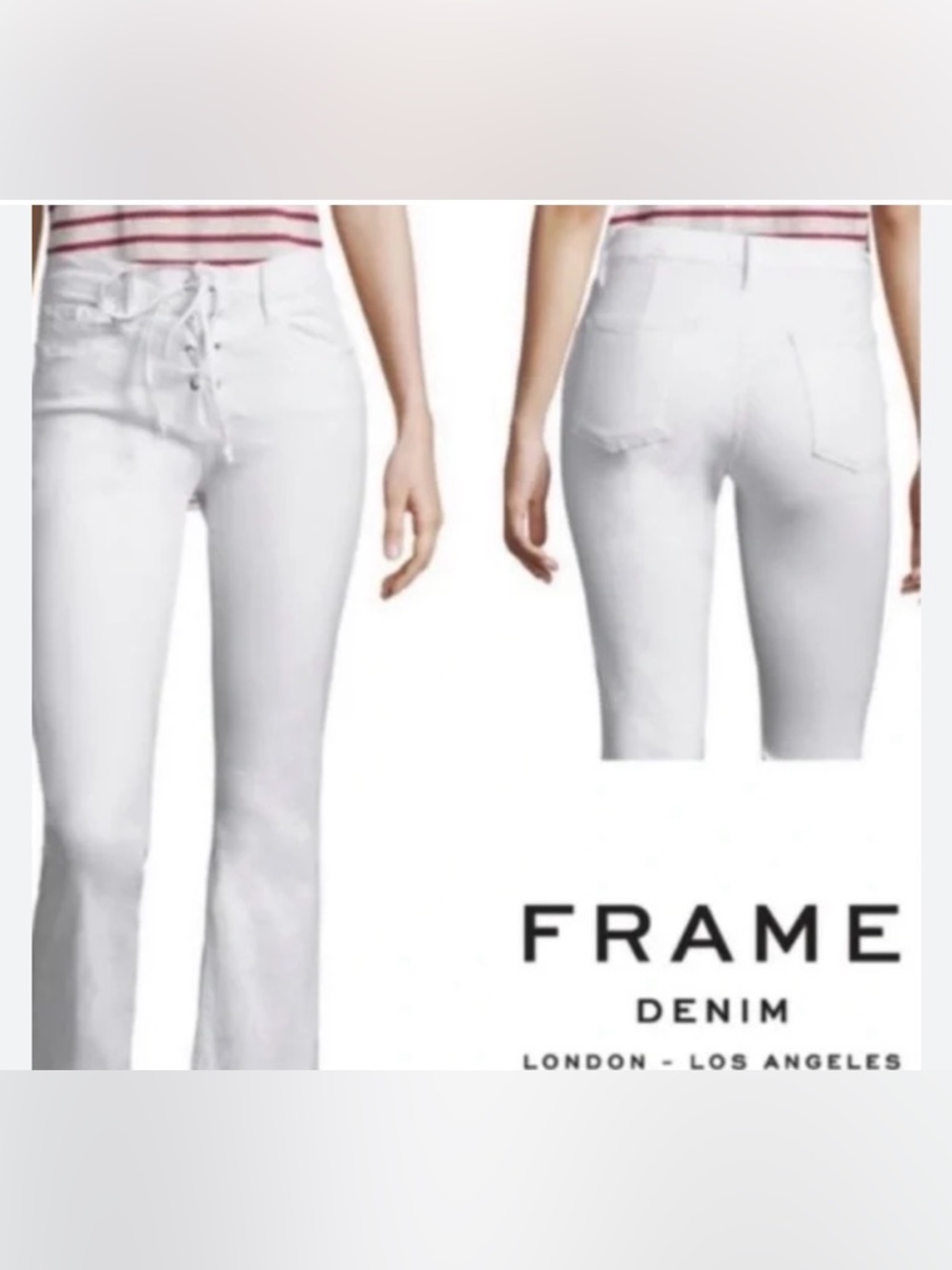 Frame Denim Le Crop Mini Boot White Lace Up Front Jeans 26 sold out online